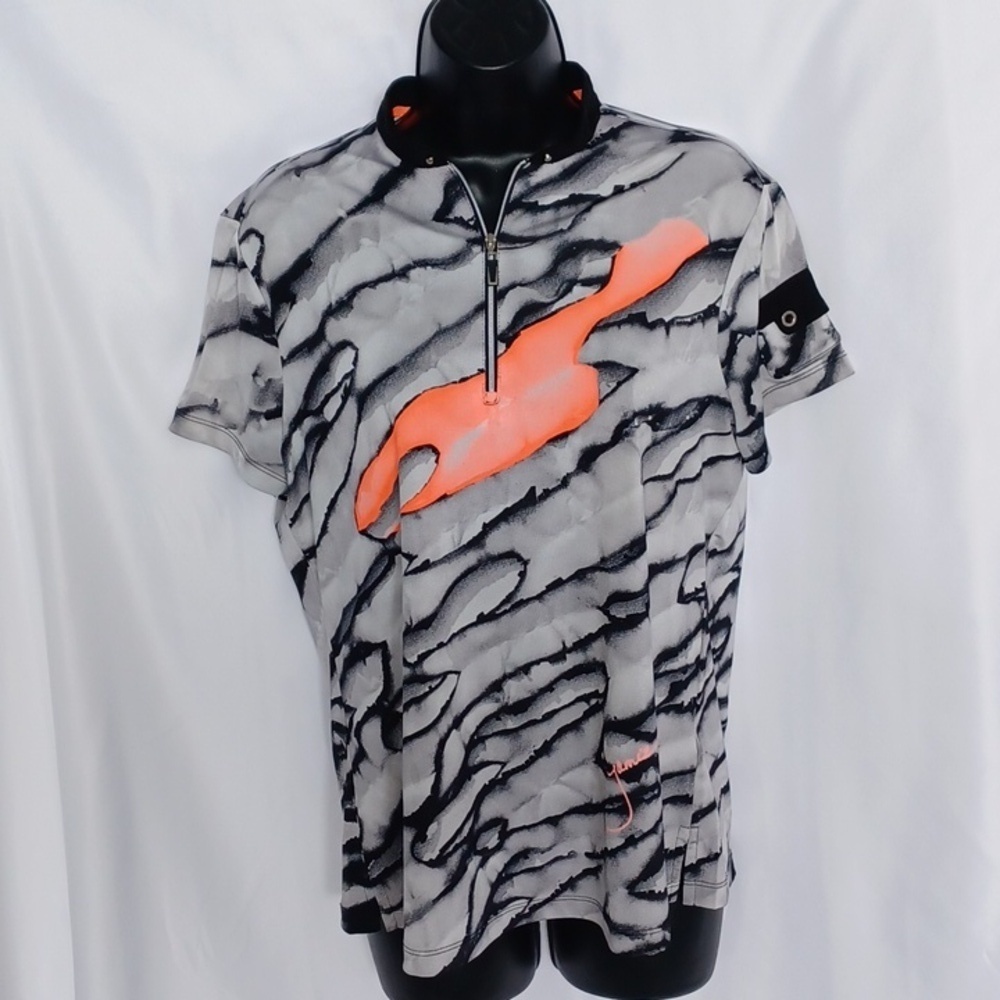 Jamie Sadock Sport Shirt Golf Shirt Tennis Shirt Size M, 1/4 zip, cap sleeves